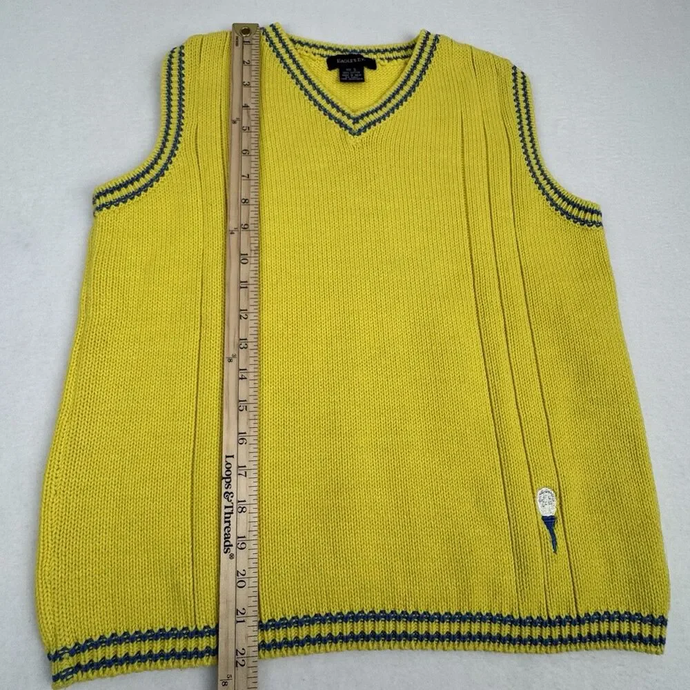Vintage Eagles Eye Golf Sweater Vest S Yellow‎ Varsity Preppy Academia Old Money